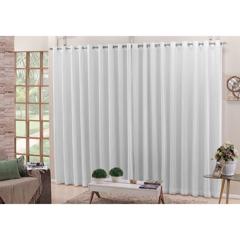 Cortina De Varão Voil Branco 3,00X2,50 Forro Blackout Tecido
