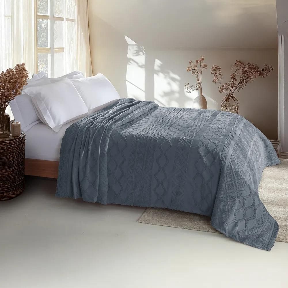 Colcha Queen Vintage Memories - Jolitex Azul Quartz