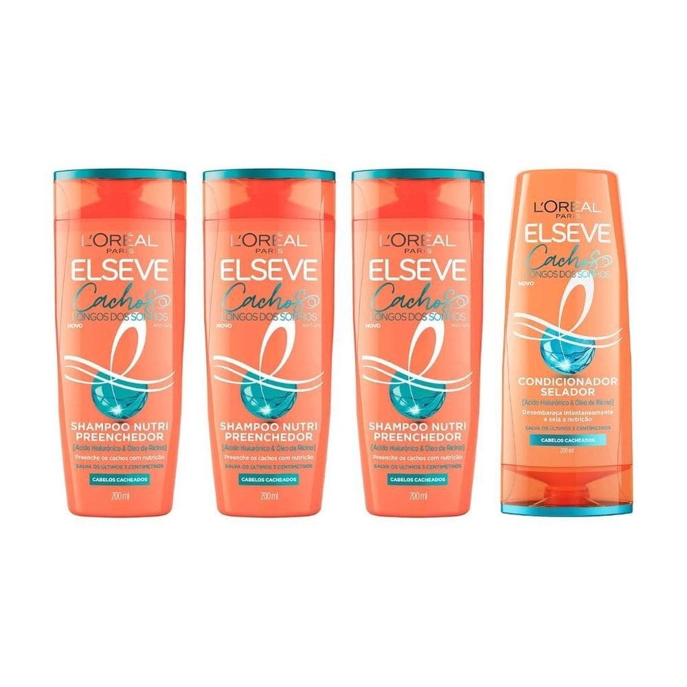 Kit Elseve Cachos Dos Sonhos 3 Shampoo 200Ml + 1 Cond 200Ml