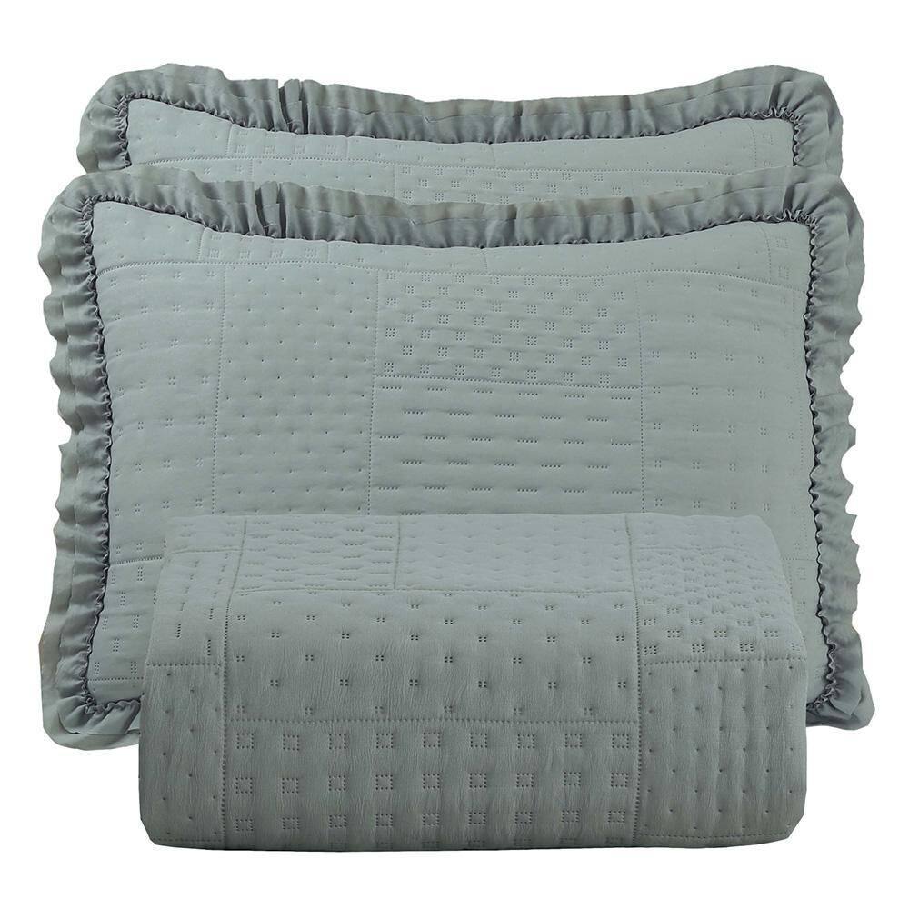Kit Cobre Leito Colcha Bello King Dupla Face 3 Peças - Cinza