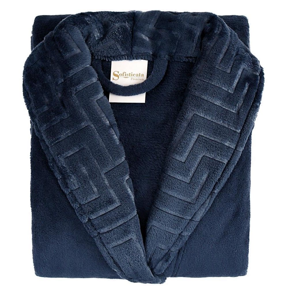 Roupão Microfibra Gola Text. Azul Profundo Atlantica Tam Gg