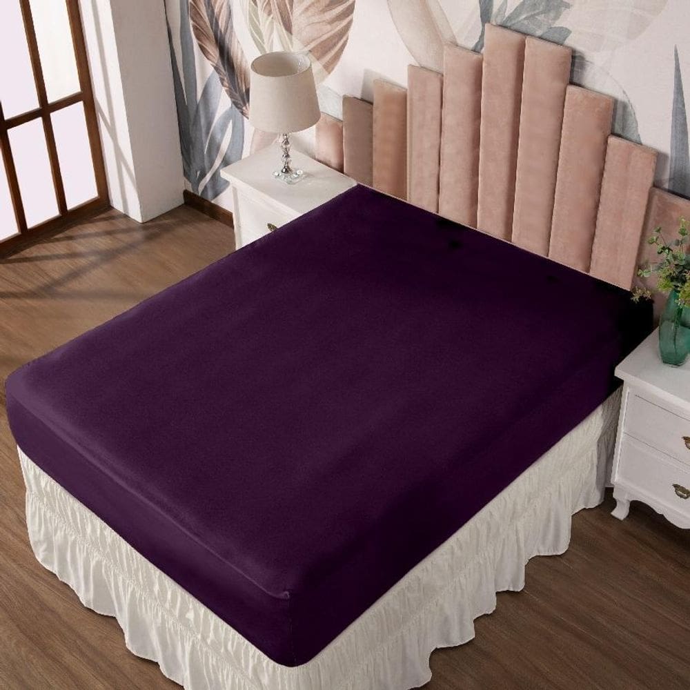 Lençol Queen Com Elástico Prático Malha Lisa 1 Peça