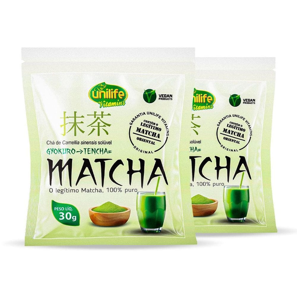 Kit 2 Matcha Puro Vegano Unilife 30G Solúvel
