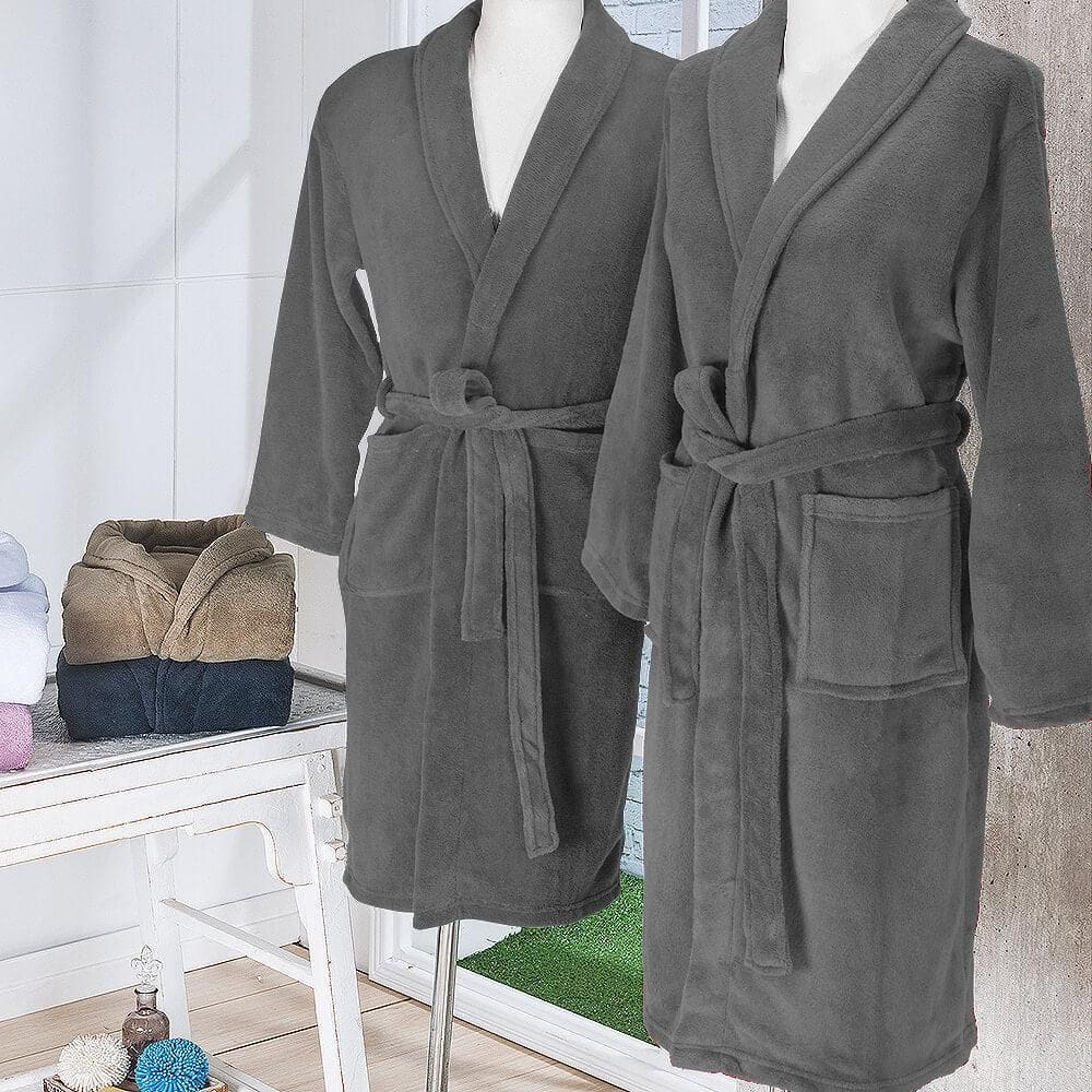 Roupão De Microfibra Fleece Tamanho P - Andreza Cinza