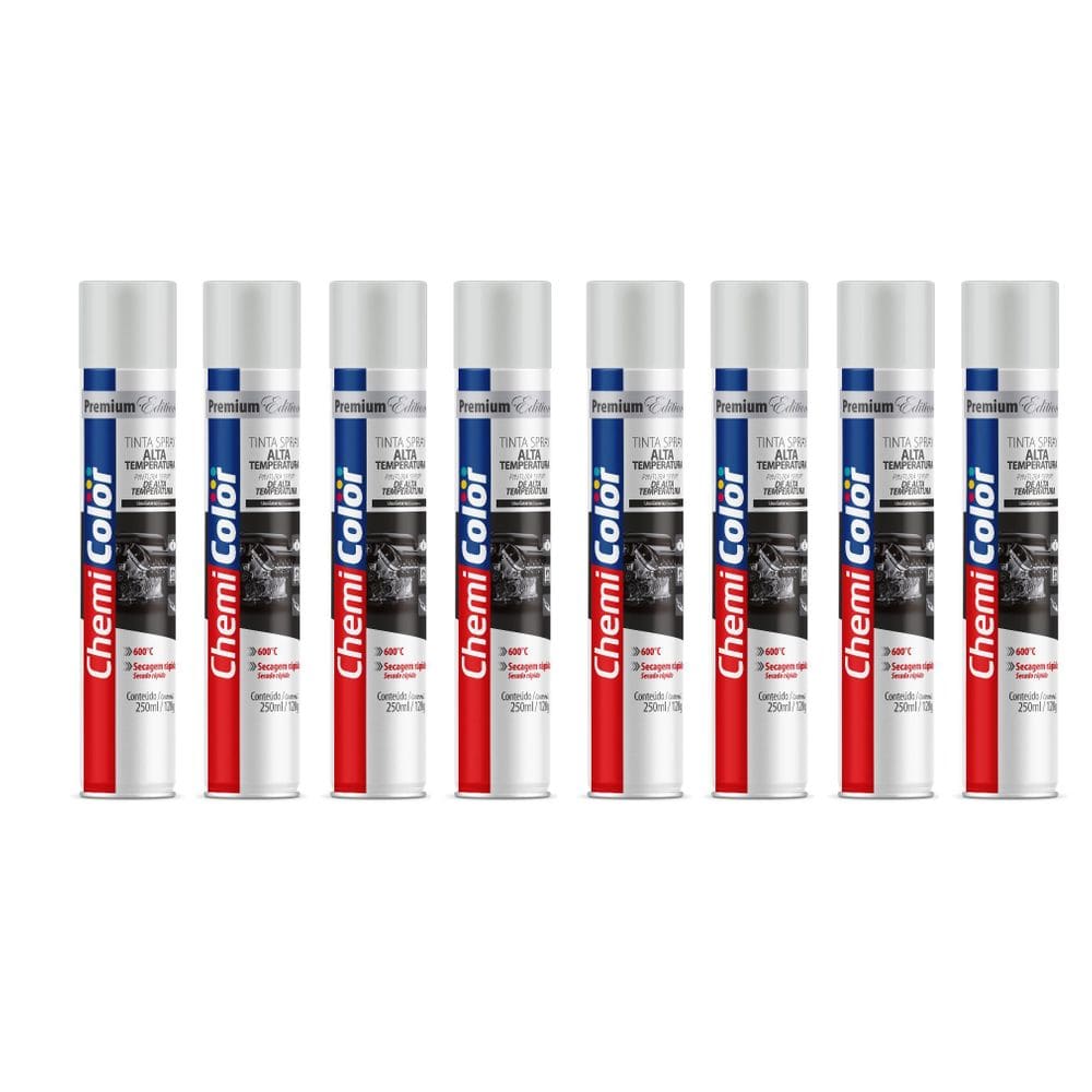 Kit 8 Tinta Chemicolor 250Ml Alta Temperatura Branco Fosco