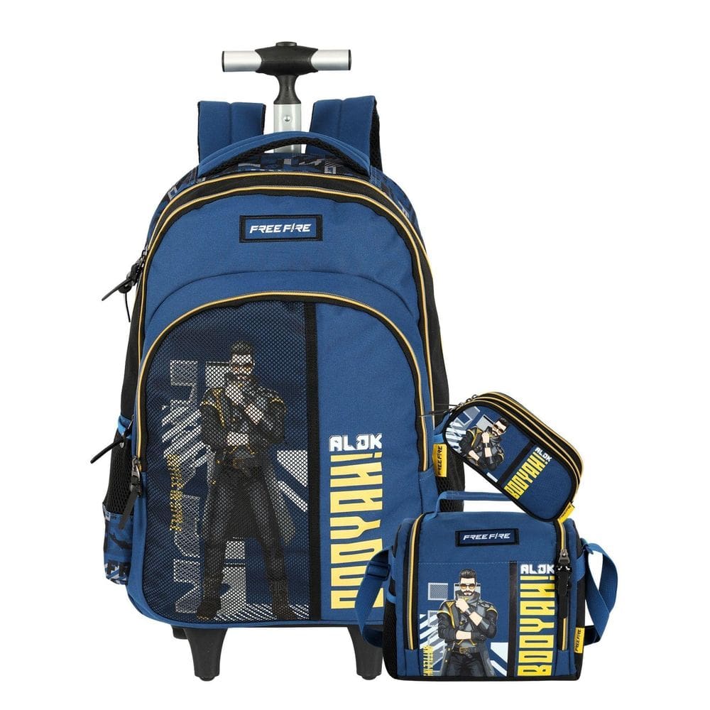 Kit Mochila 2Em1 Costas Rodas + Lancheira + Estojo