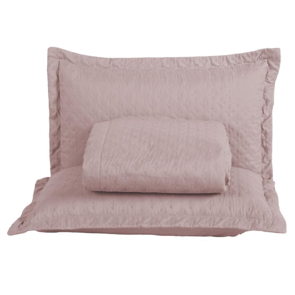 Kit Cobre Leito Colcha Atualle Casal Dupla Face 3Pçs Rosê