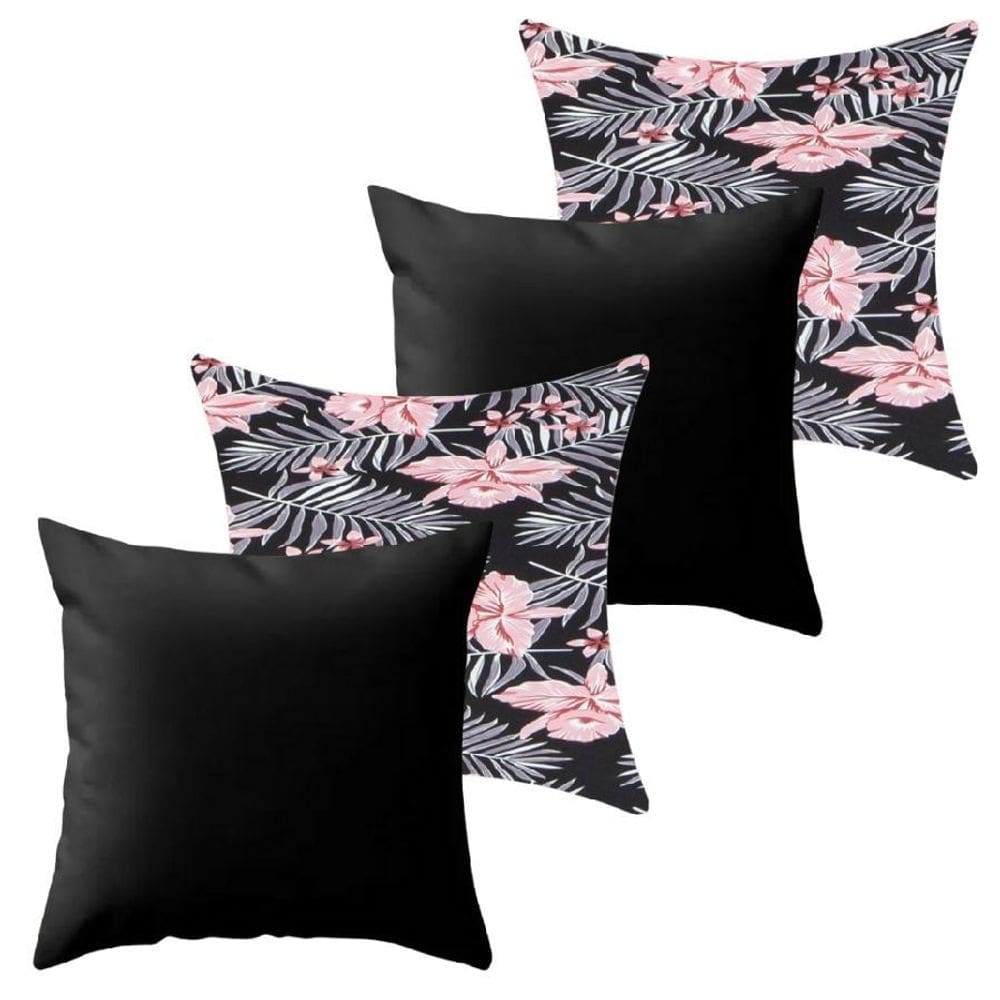 Kit 4 Capa De Almofada 40X40 Malha Com Zíper Lisa Estampada