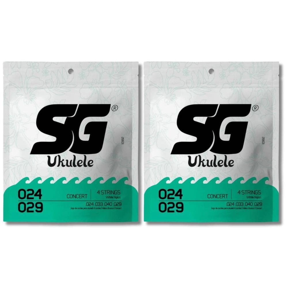 Kit 2 Encordoamento Ukulelê Sg Nylon Branco Concerto 0.029