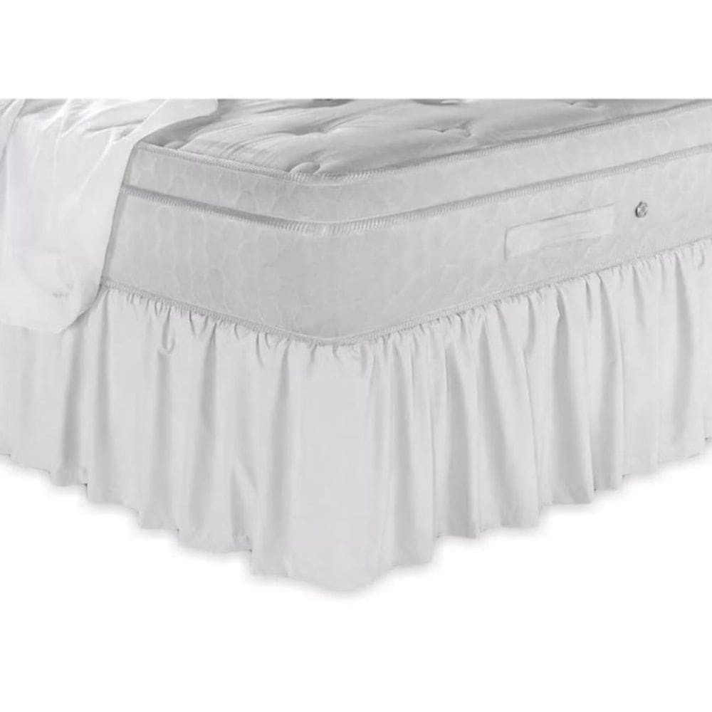 Saia Box Casal Microfibra Ajustável Babado Elástico Branca