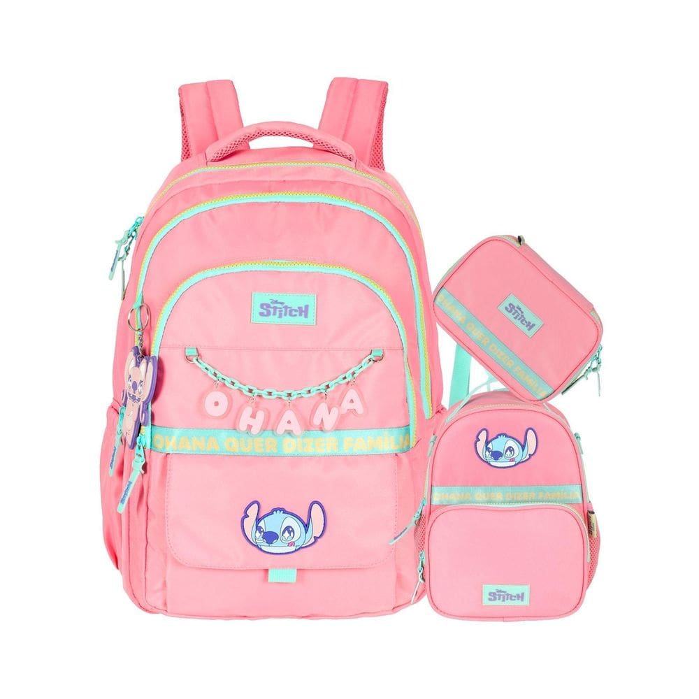 Kit Lilo Stitch Mochila De Costas + Lancheira + Estojo Box