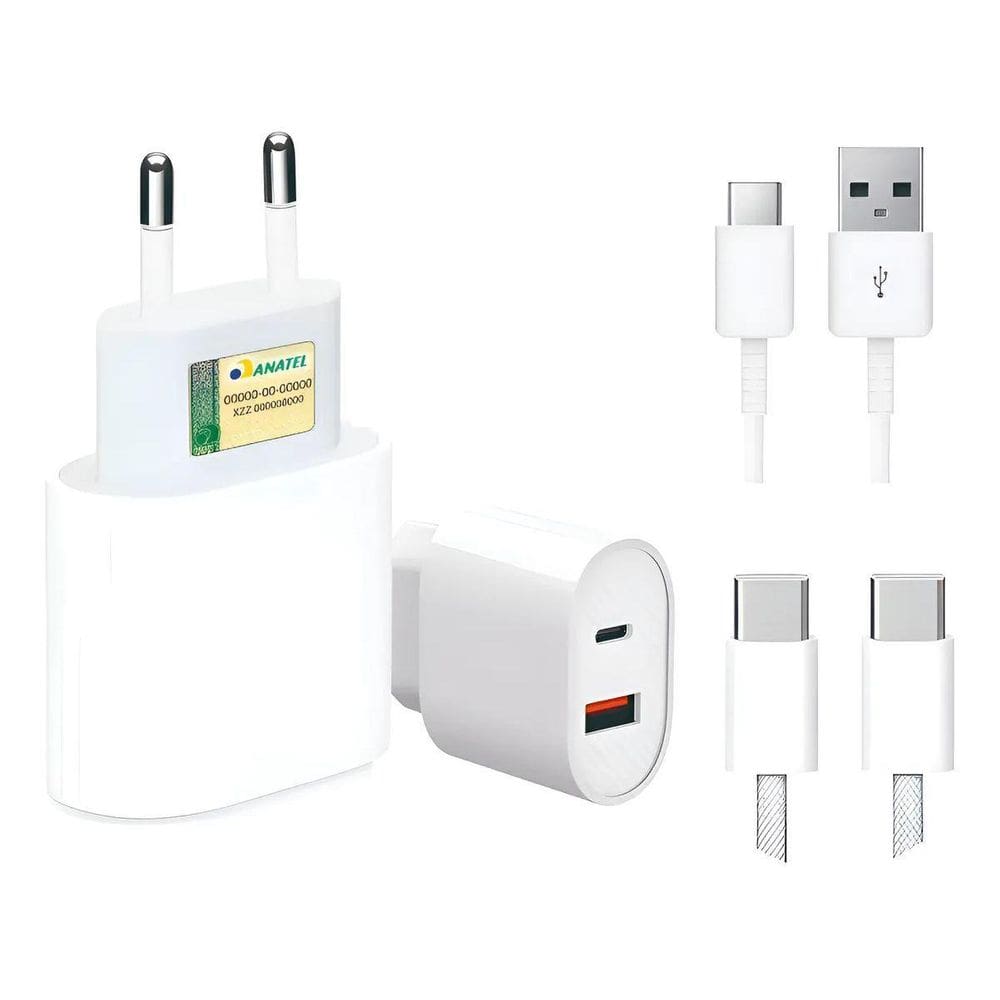 Carregador Branco 20W Com Alta Eficiência De Carga