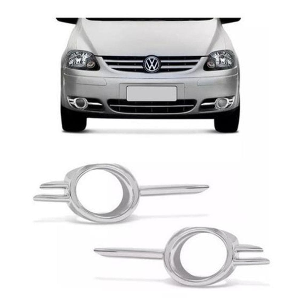 Par Moldura Farol Milha Cromado Fox Crossfox 2003 A 2006