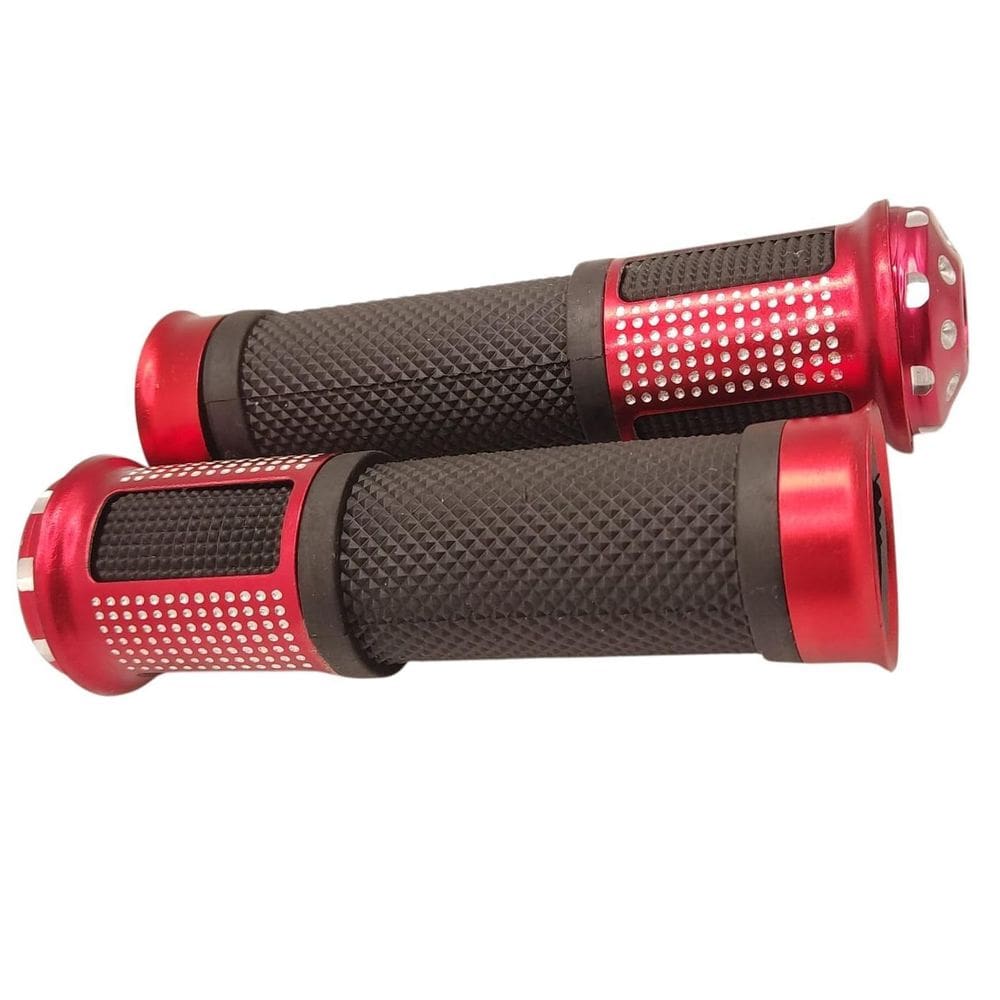 Manopla Moto Esportiva Aluminio Vermelha Modelo Rizoma