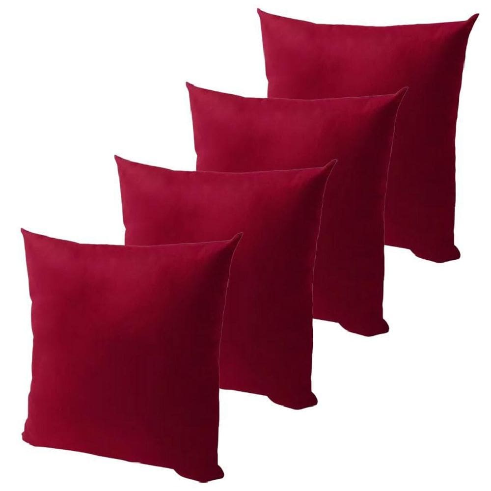 Kit 4 Capa De Almofada Suede 45 X 45 Com Zíper Veludo Liso