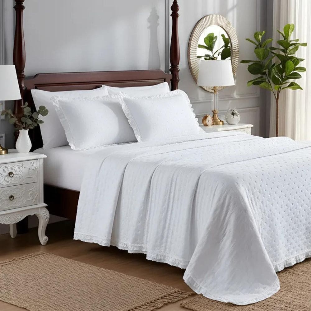 Cobre Leito Casal Queen Size 200 Fio Magnólia Luxo Aconchego