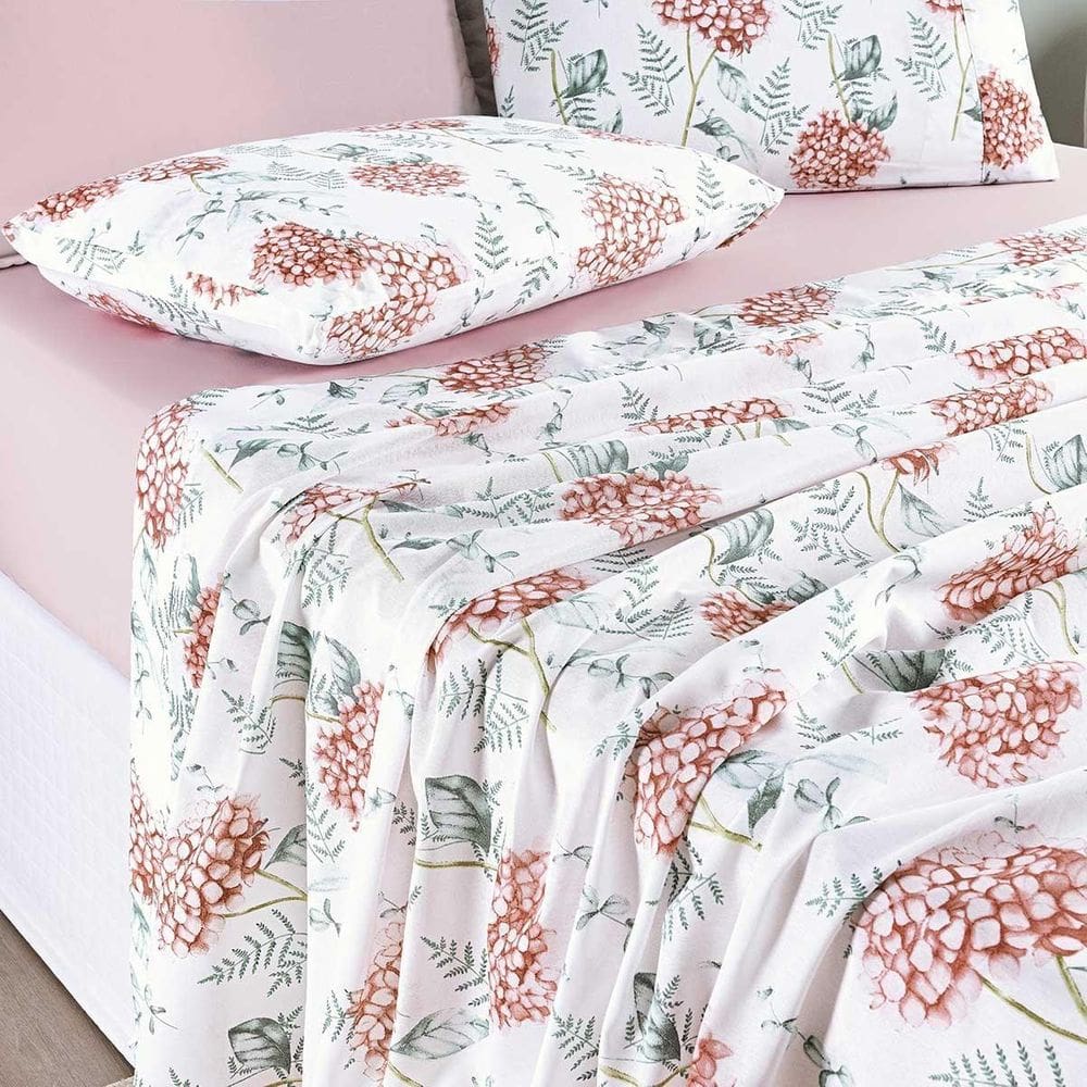 Jogo Cama Lençol Maris Queen Percalle 200 Fios 4Peças Salmão