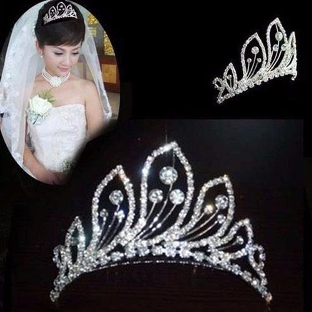 Tiara Coroa Cabelo Noiva Dama Prata Strass Furtacor Barato