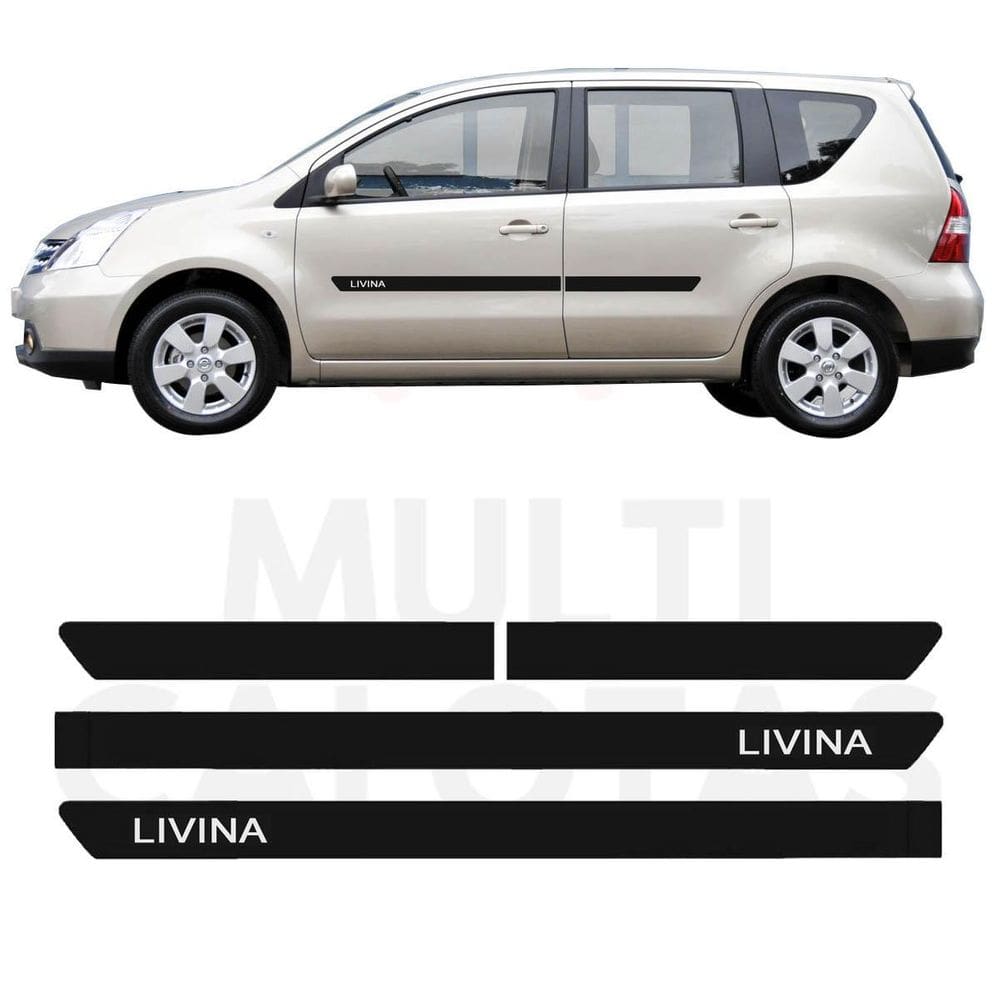 Friso Lateral Livina 2010 A 2014 Com Nome Preto Fosco