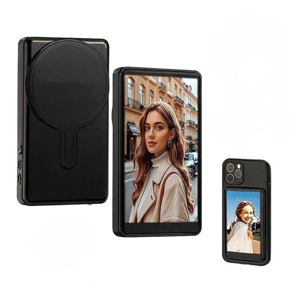 Tela Monitor Selfie Preto Para Celular Com Anel Magnético