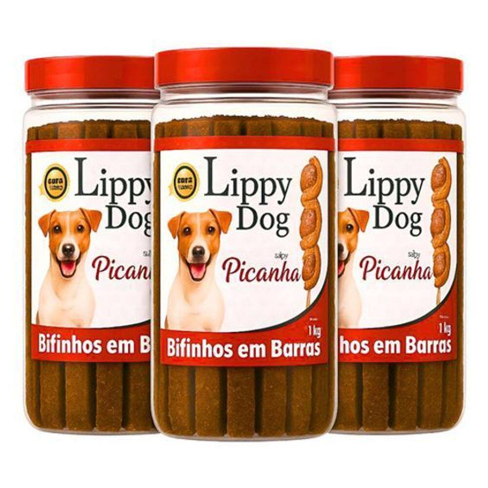Kit 3 Bifinhos Carne Picanha 1Kg Petisco Snack Cães Pet Dog