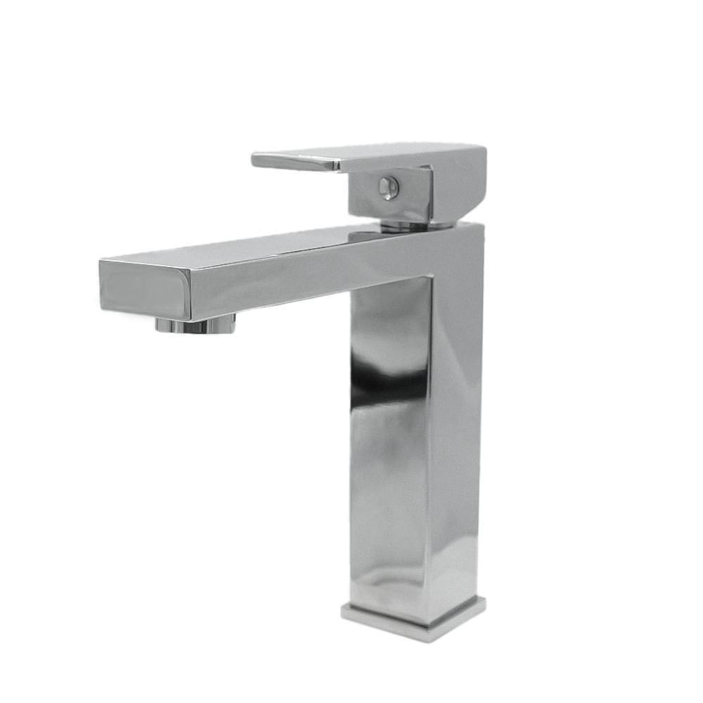 Torneira Lavatório Quadrada Bancada Bica Baixa Cromado 1/4V