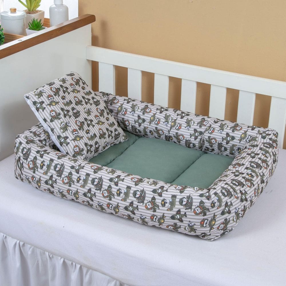 Ninho Redutor Com Almofada De Berço Para Bebê Menino Aviador