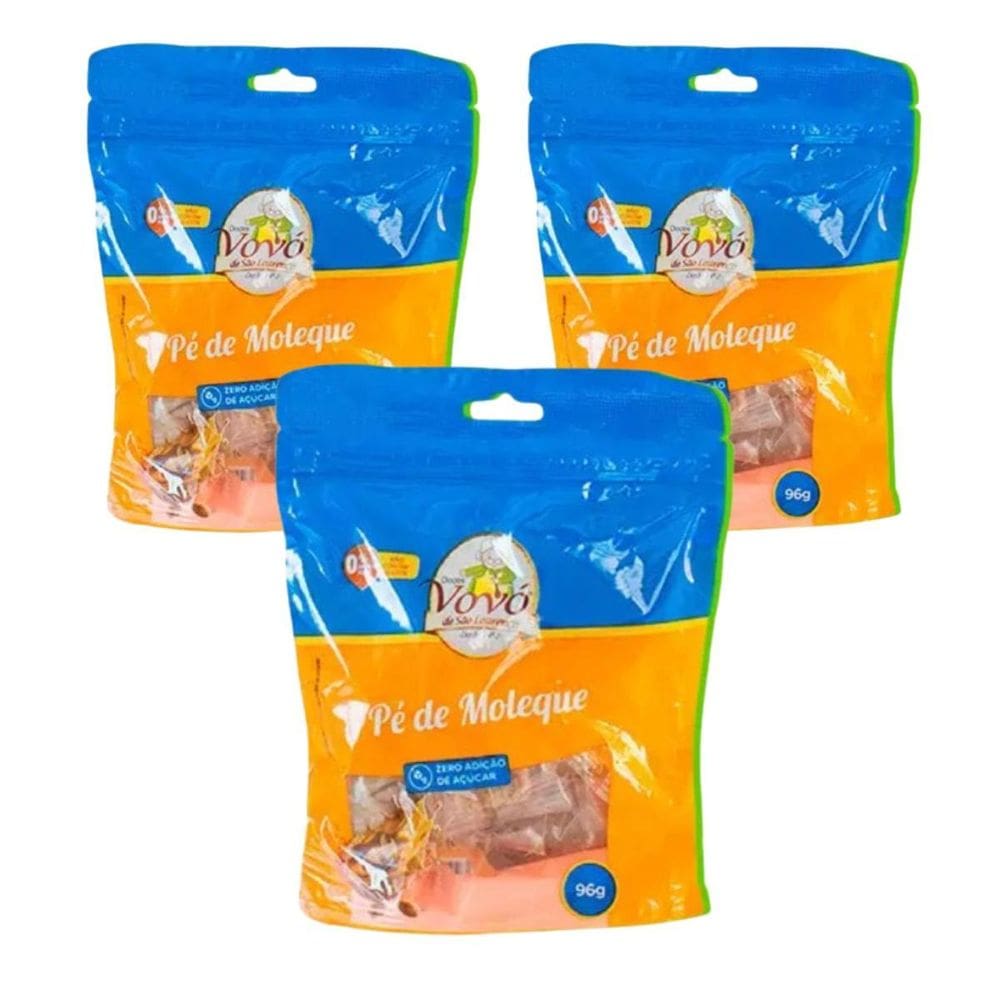 Kit 3 Pe De Moleque Zero Acucar 96G Doces Vovó