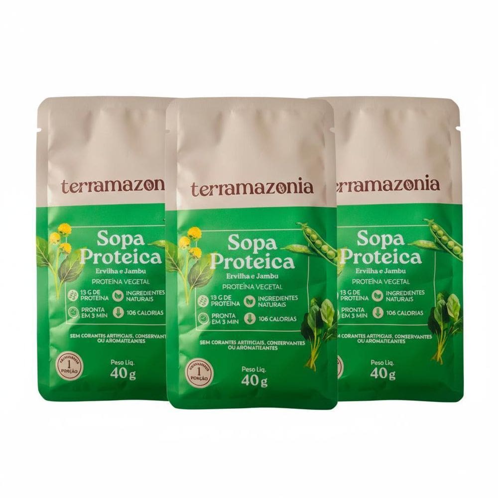 Kit 3 Sopa Proteica Ervilha 13G Proteina Vegetal Natural 40G