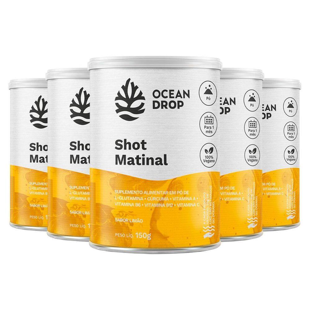 Kit 5 Shot Matinal Ocean Drop Vegano 150G Sabor Limão