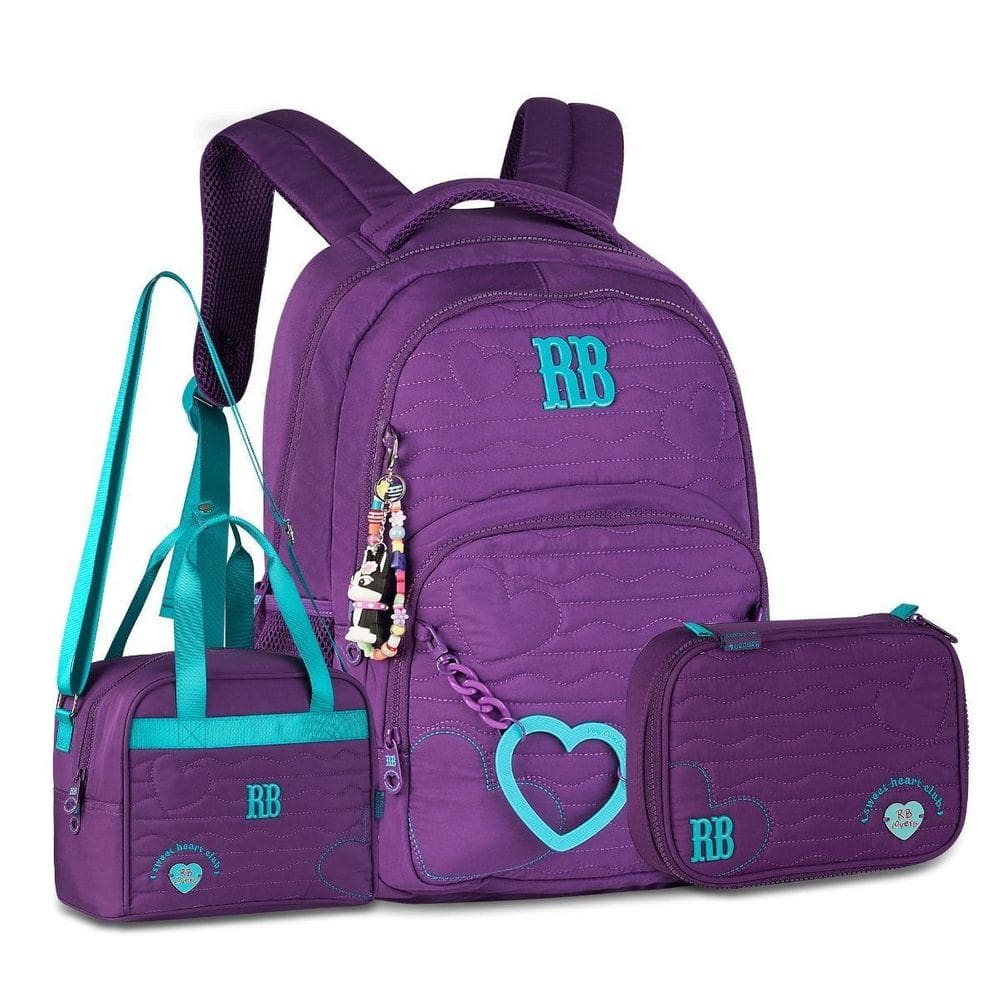 Kit Rebeca Bonbon Mochila Escolar Com Lancheira E Estojo Box