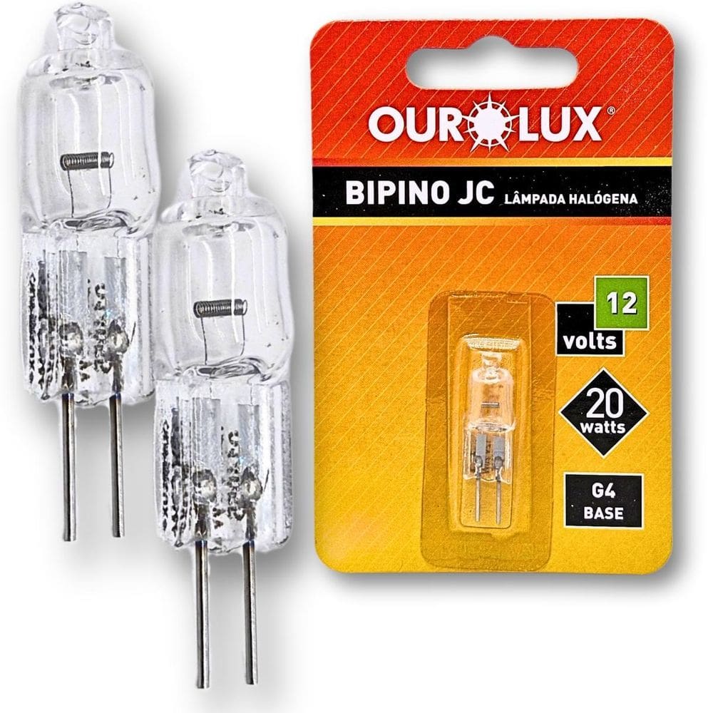 Kit 2 Lampadas Halogena Bipino Jc 20W 12V G4 - Ourolux