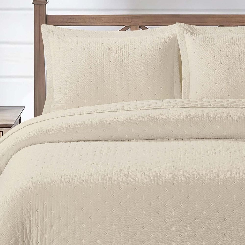 Cobre Leito 300 Fios Luxo 03 Peças Colcha Melinda Bordado