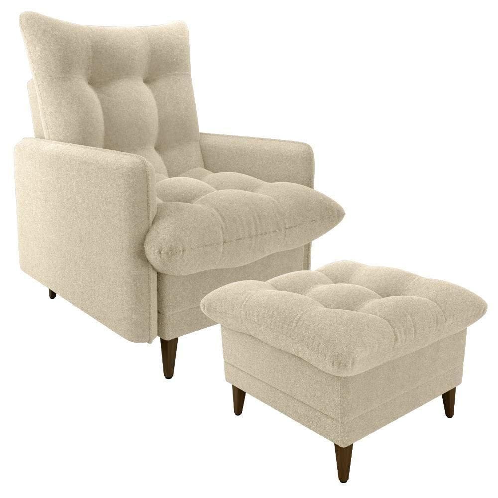 Poltrona E Puff Montreal Boucle F492 Milani Store Natural