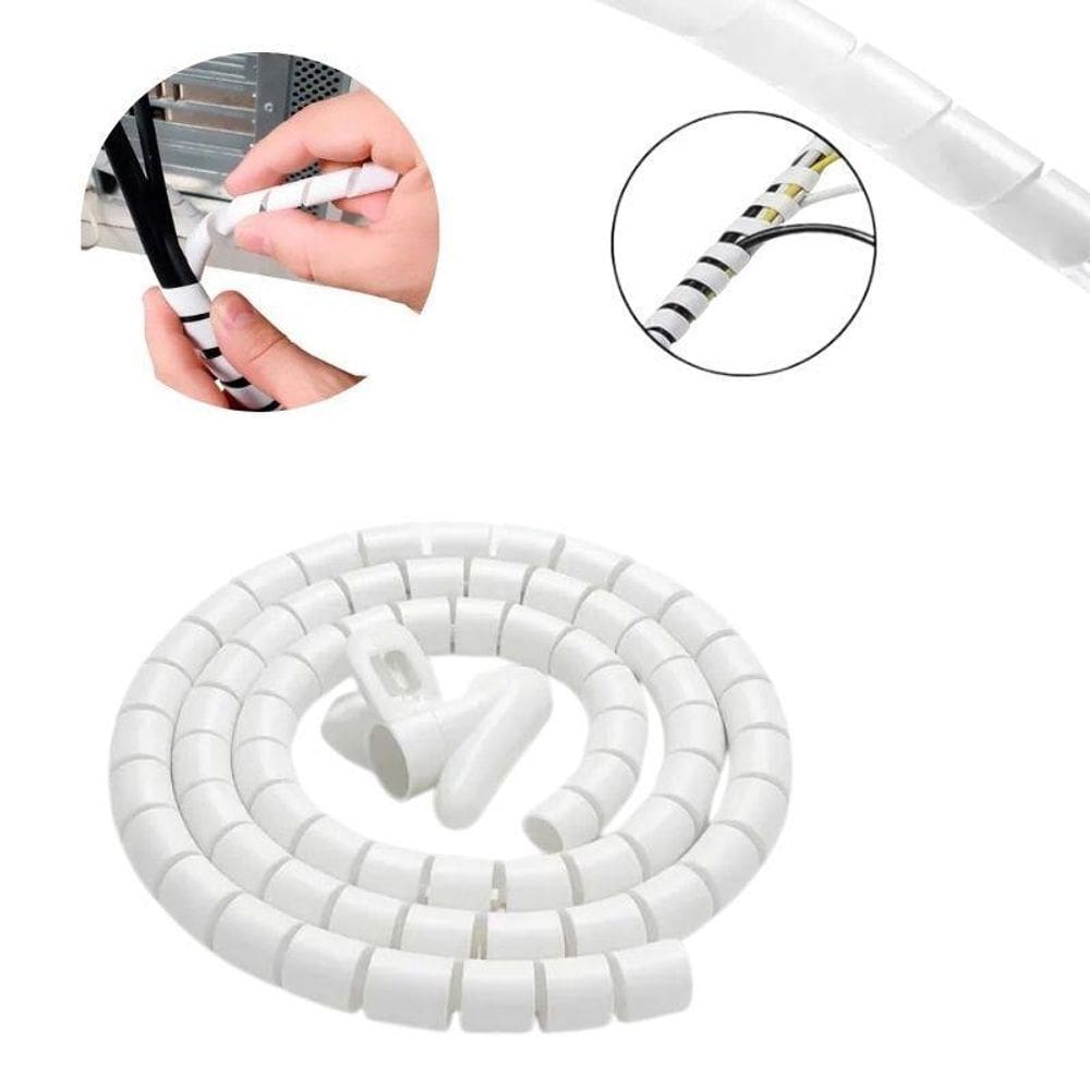 Organizador De Fios E Cabos 01 Metro Branco Com Aplicador