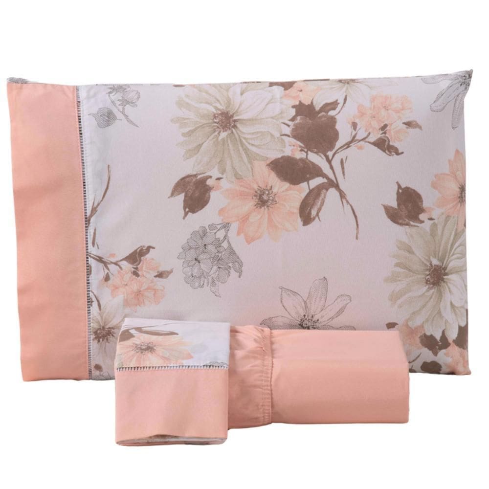 Jogo De Cama Lençol Casal California 3 Peças - Salmão