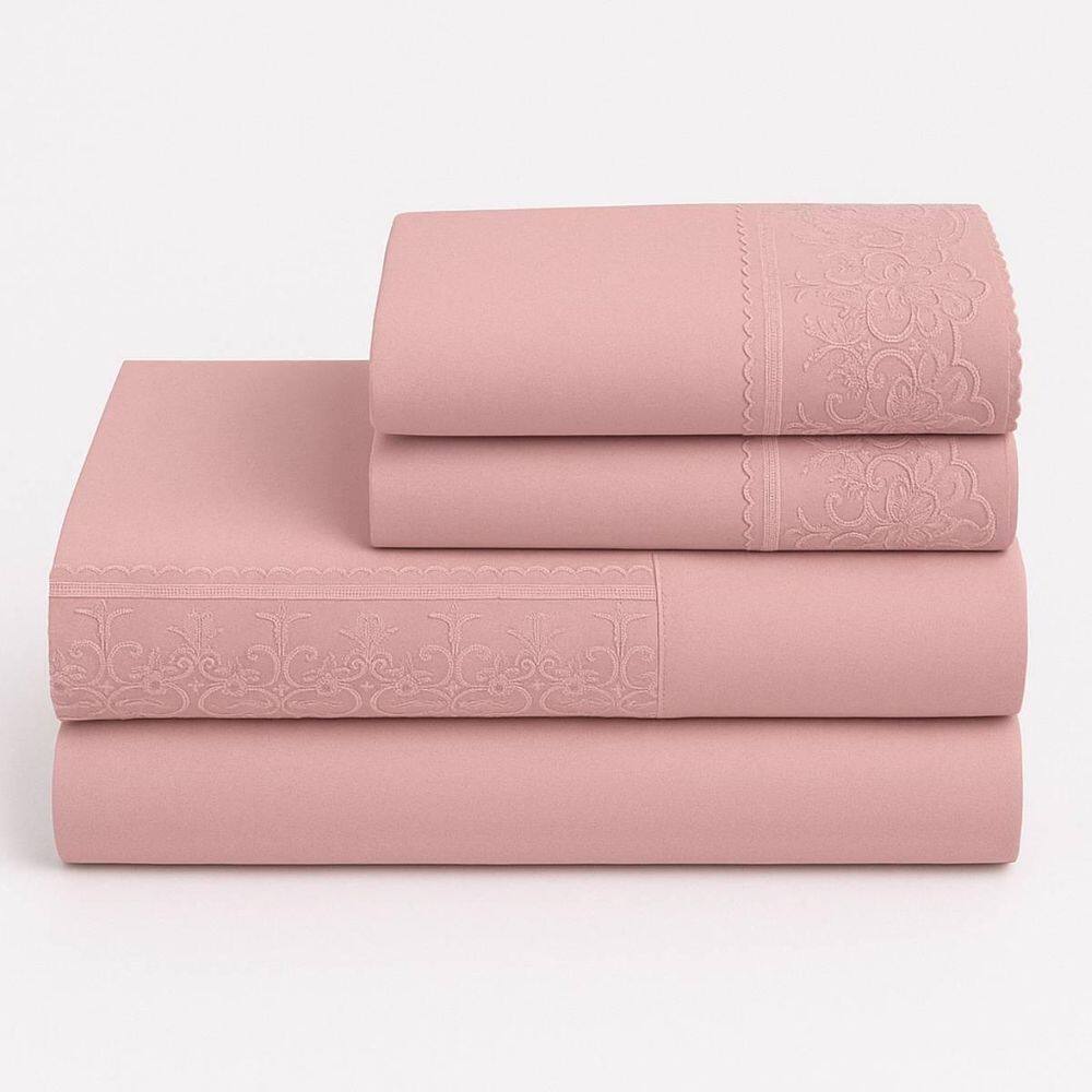 Jogo Cama Queen 4 Peças Bordado Inglês Exclusive - Rose