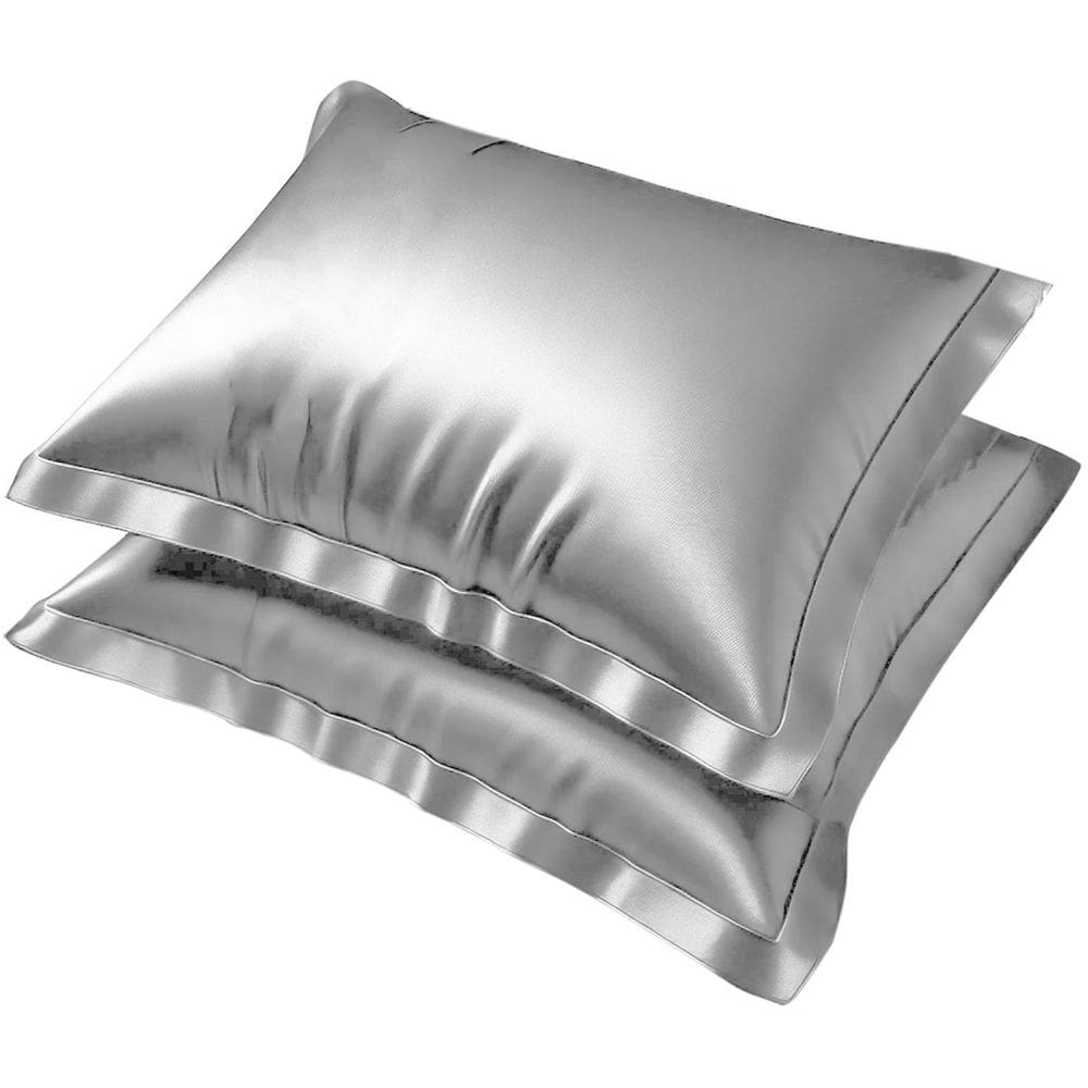 Kit 2 Fronha De Cetim Capa Travesseiro 50X70Cm Aba Cor:Cinza