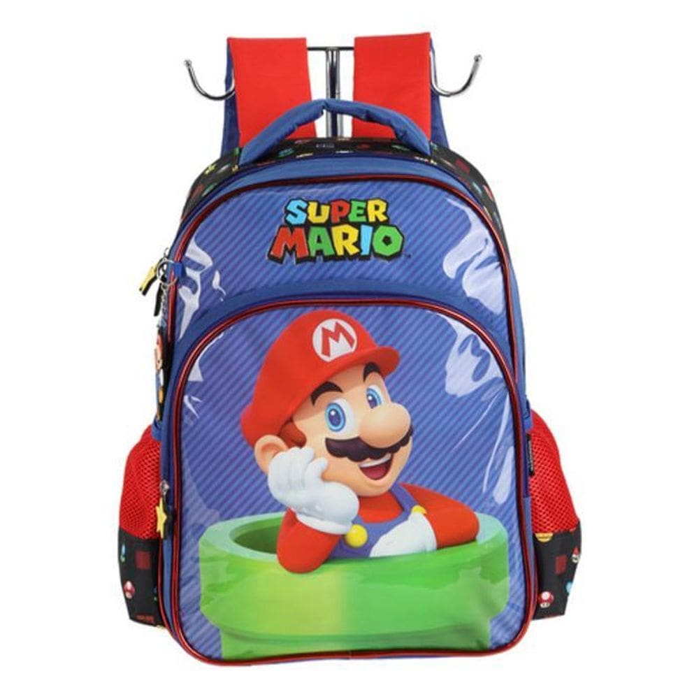 Mochila Costas Infantil 2 Bolsos  Super Mario