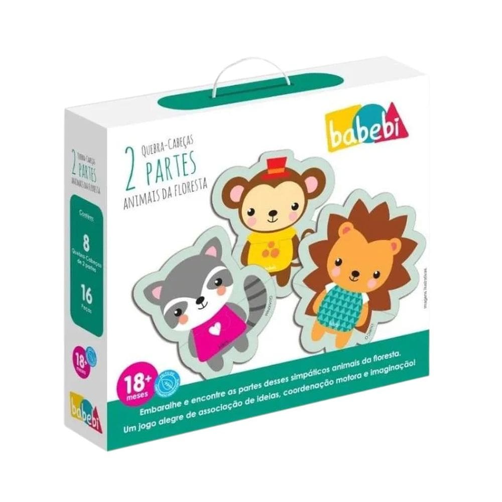 Quebra-Cabeça Baby Animais da Floresta - 16 Peças - Babebi