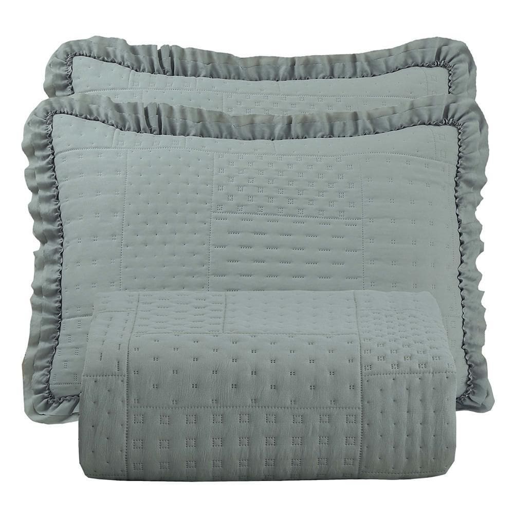 Kit Cobre Leito Colcha Bello Casal Dupla Face 3 Peças Cinza
