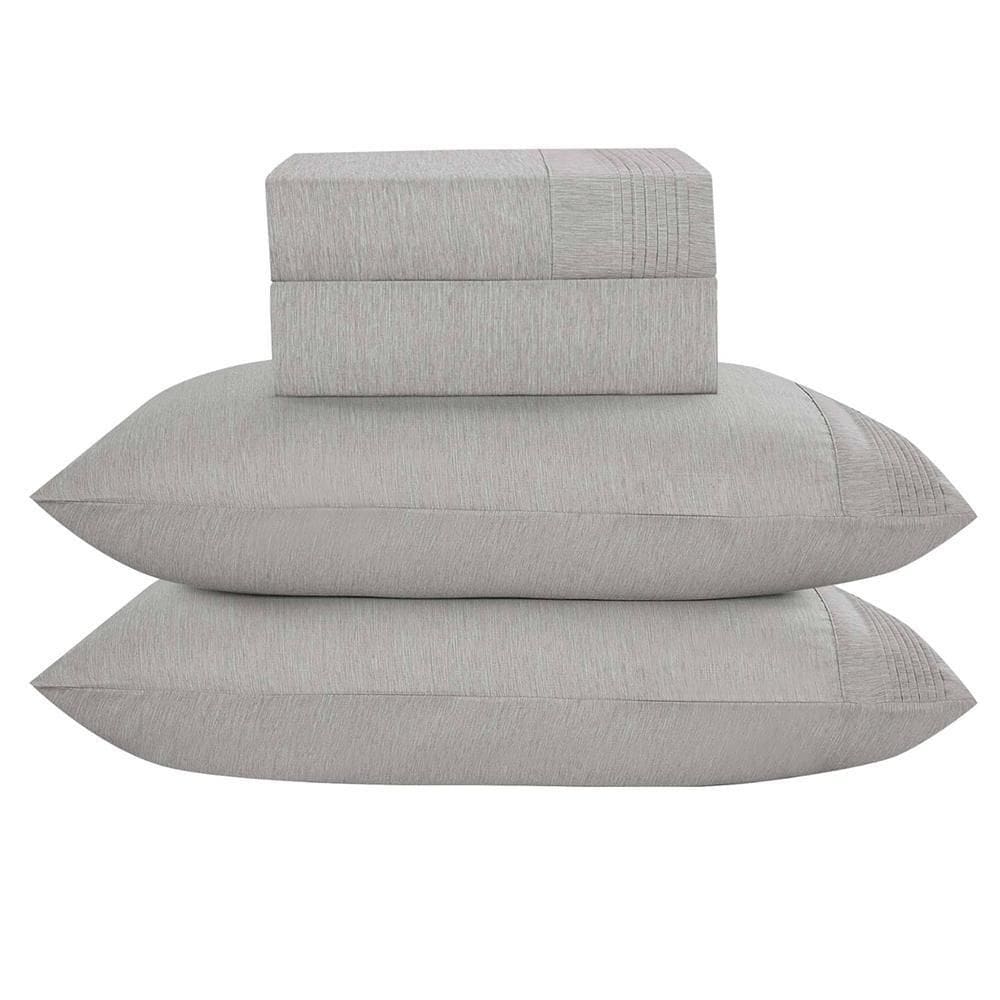 Jogo Cama Lençol Casal Plysce Percal 300 Fios 4 Peças Cinza