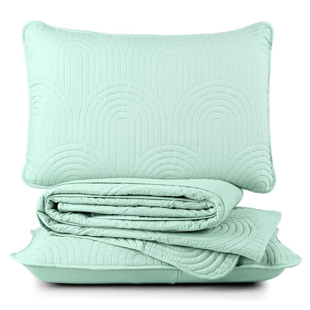 Kit Colcha Arcos King Dupla Face Matelado 200 Fios 3Pç Verde