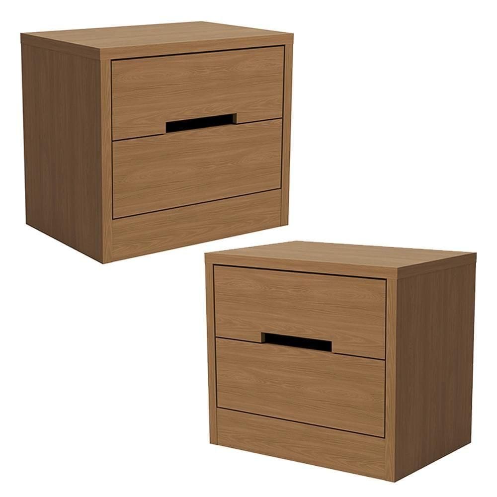 Kit 02 Mesas De Cabeceira 2 Gavetas 54 Cm S822 Kappesberg Canela