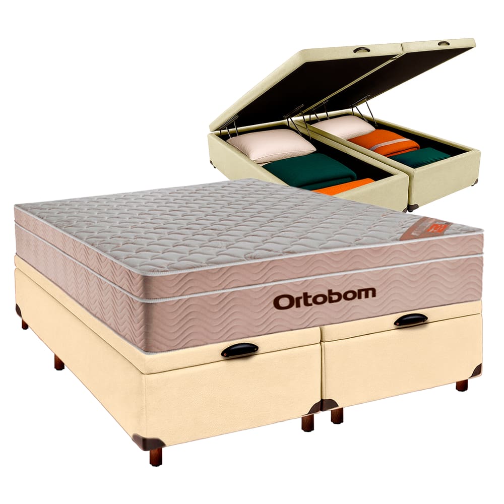 Cama Box + Colchão Queen Molas Ensacadas Airtech Ortobom