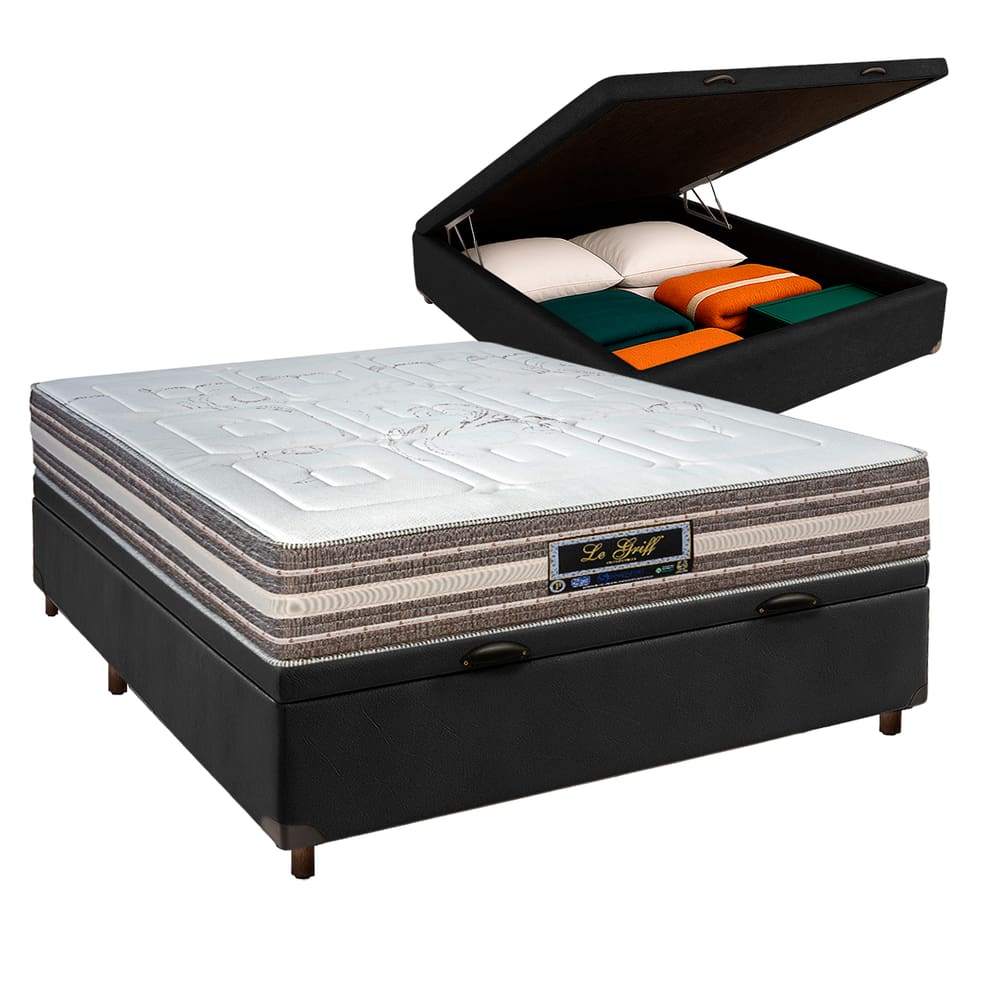 Cama Box Bau + Colchão Casal Molas Ensacadas Legriff Sankonfort
