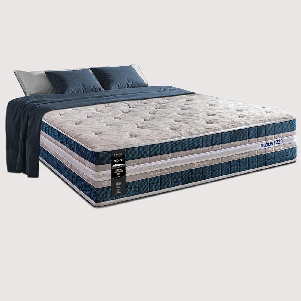 Colchão Casal Com Molas Ensacadas 138x188x32 Robust 220 Azul Cama Inbox