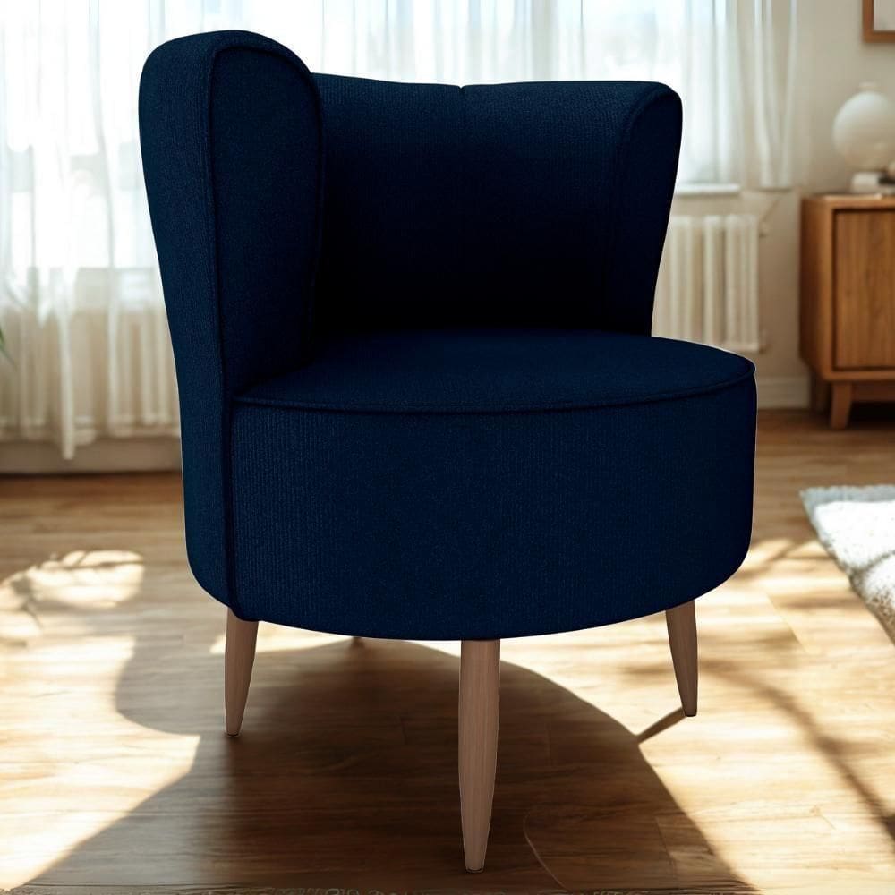 Poltrona Decorativa Pes Palito Savana Veludo Light Azul