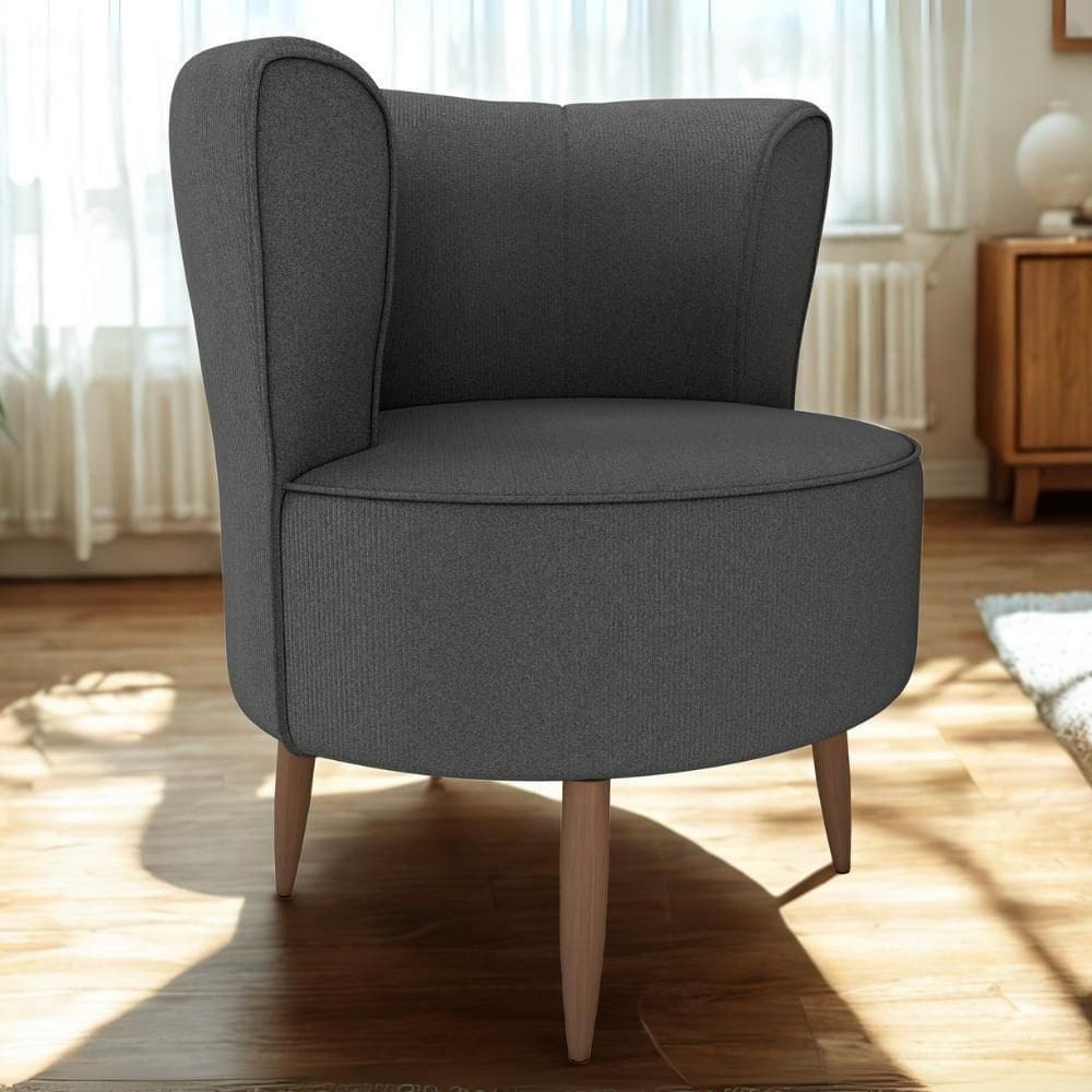 Poltrona Decorativa Pes Palito Savana Veludo Light Cinza