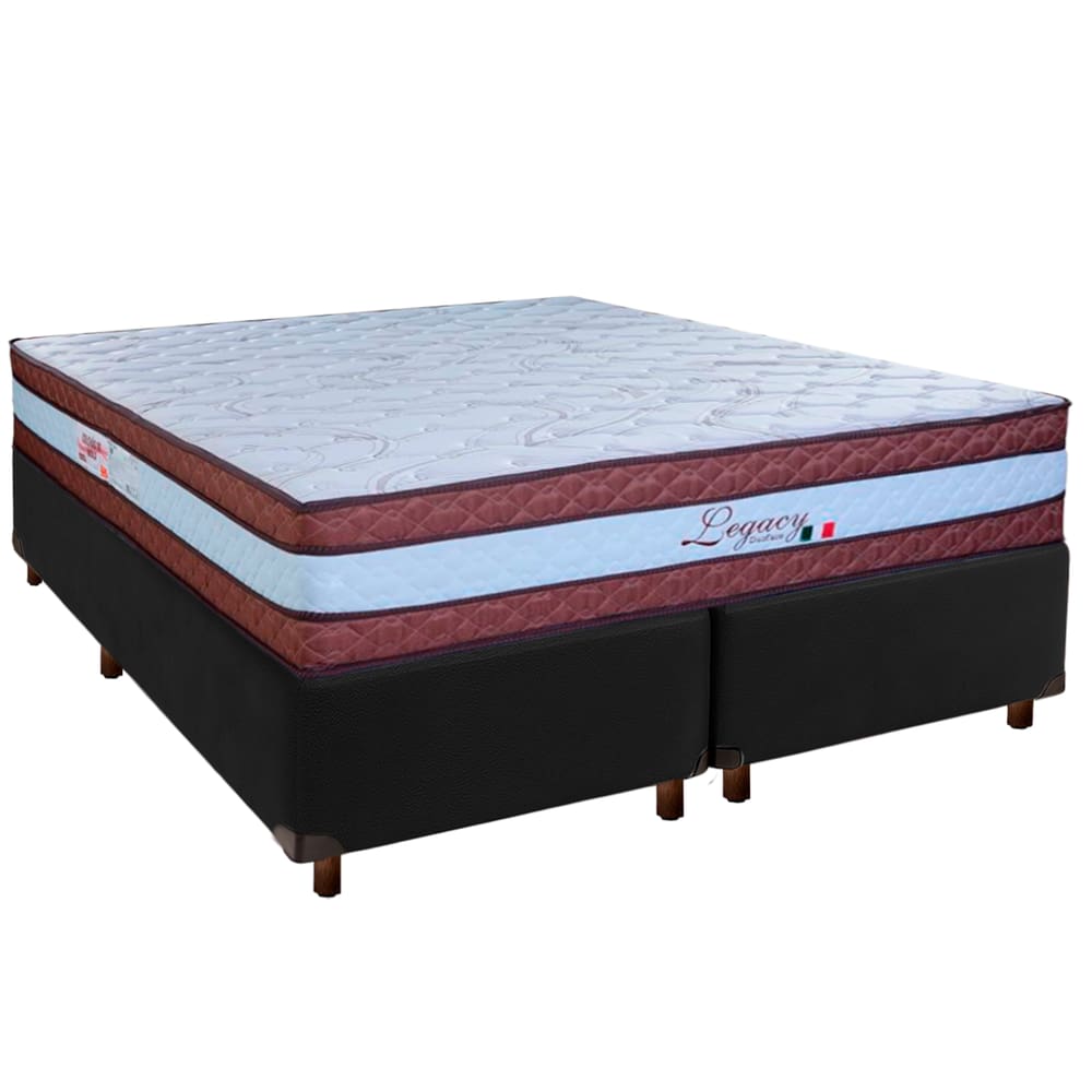 Cama Box + Colchão Queen Molas Ensacadas Legaccy Paropas